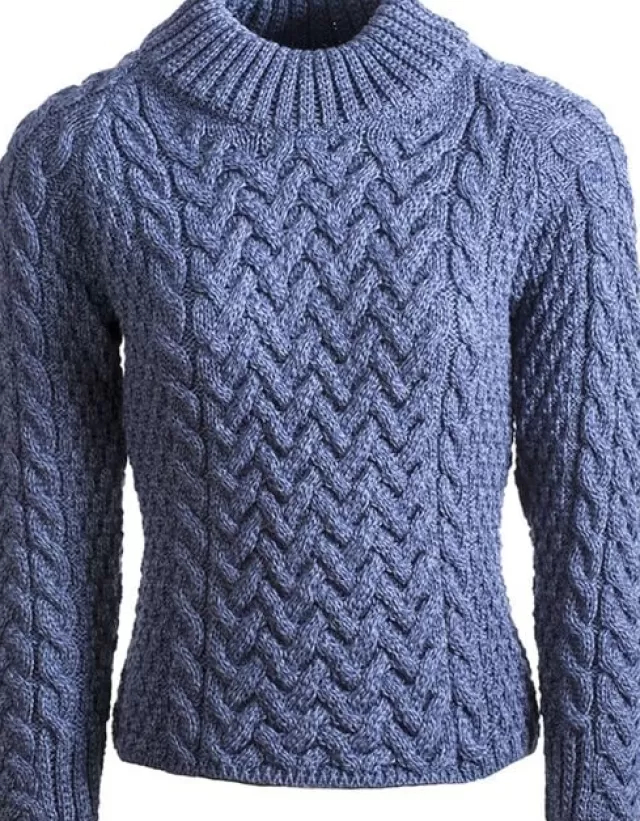 Women Sweater Shop Shaped Crew Neck Sweater Merino Wool Denim Blue