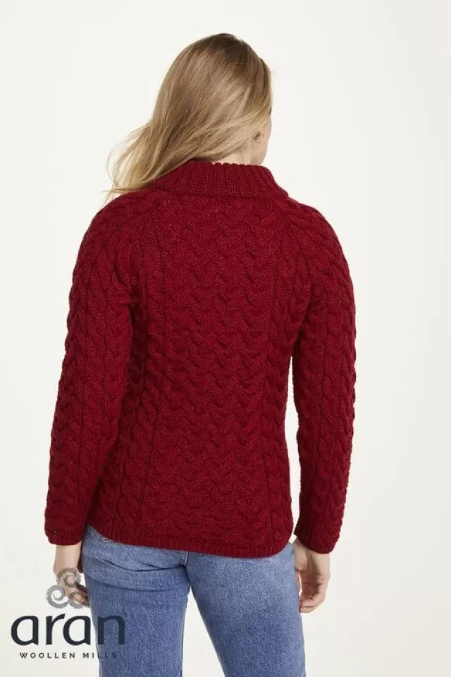 Women Sweater Shop Shaped Crew Neck Sweater Red