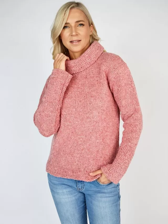 Women Sweater Shop Shawl Neck Sweater Pink