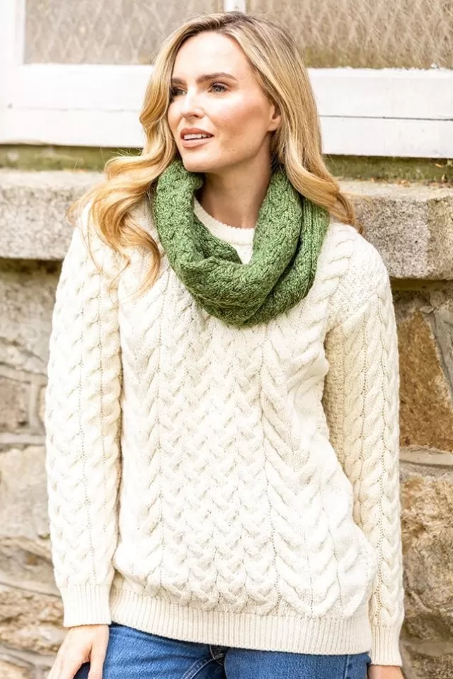 Women Sweater Shop Super Soft Aran Snood Green B859