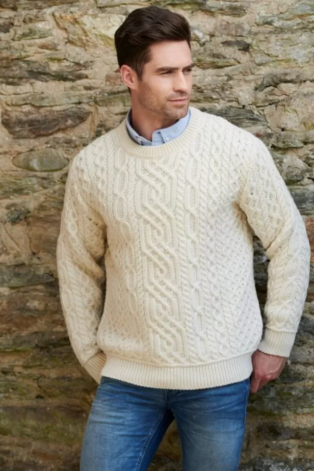 Sweater Shop Super Soft Traditional Aran Sweater Natural