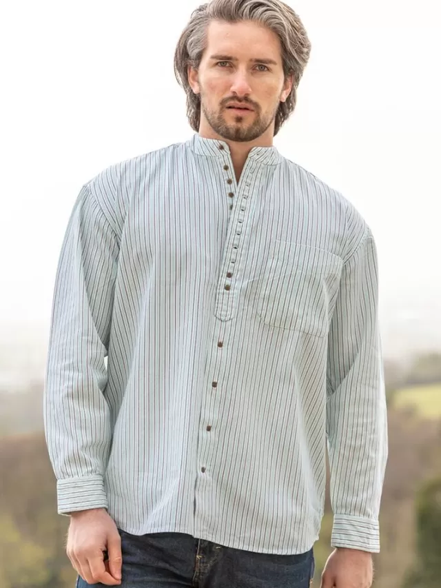 Sweater Shop Traditional Grandfather Shirt Stripes SW893