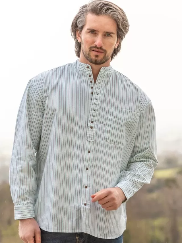 Sweater Shop Traditional Grandfather Shirt Stripes SW893