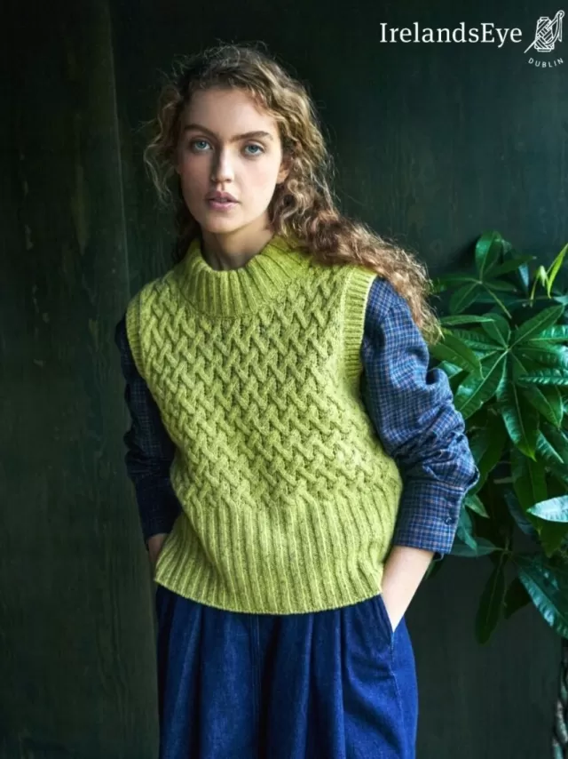 Women Sweater Shop Trellis Crop Vest Apple Green