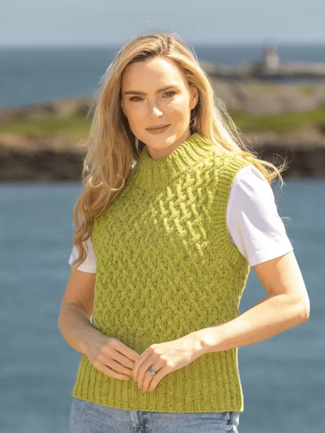 Women Sweater Shop Trellis Crop Vest Apple Green