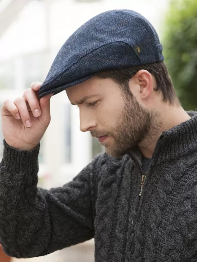 Sweater Shop Trinity Flat Cap Blue Herringbone col.34