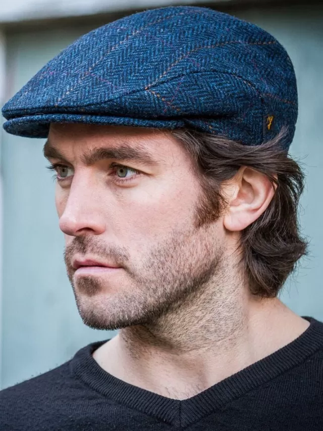 Sweater Shop Trinity Flat Cap Blue Herringbone col.34