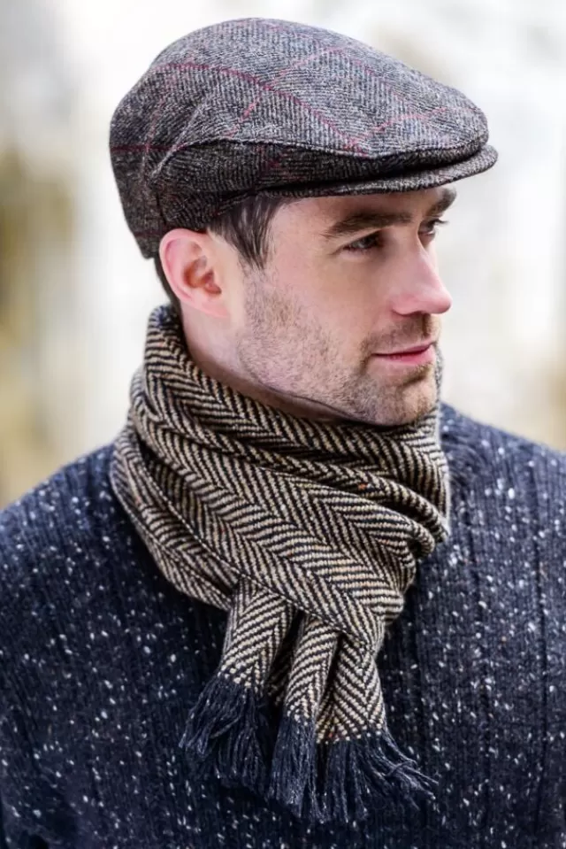 Sweater Shop Trinity Flat Cap Dark Brown Herringbone 335-1