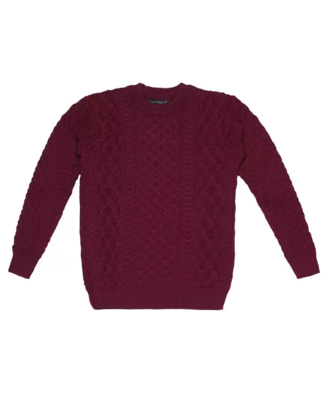 Women Sweater Shop Unisex Heavyweight Aran Sweater Claret