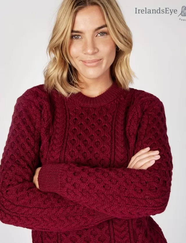 Women Sweater Shop Unisex Heavyweight Aran Sweater Claret