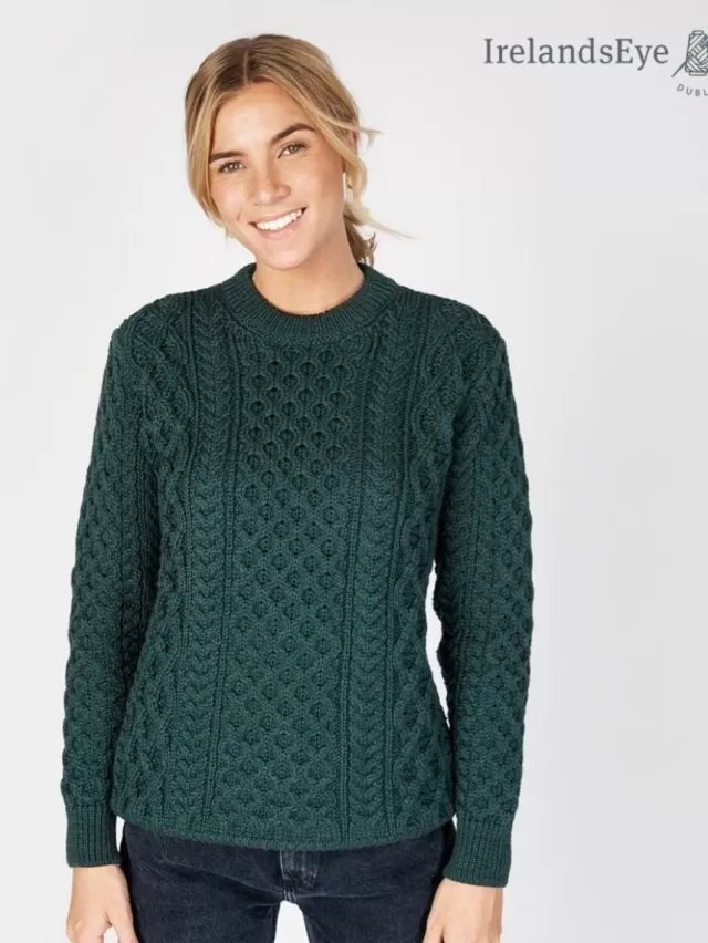 Women Sweater Shop Unisex Heavyweight Aran Sweater - Evergreen