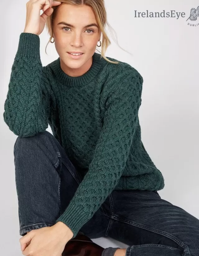 Women Sweater Shop Unisex Heavyweight Aran Sweater - Evergreen