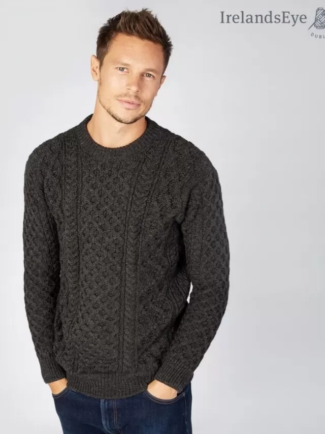 Sweater Shop Unisex Heavyweight Aran Sweater - Graphite