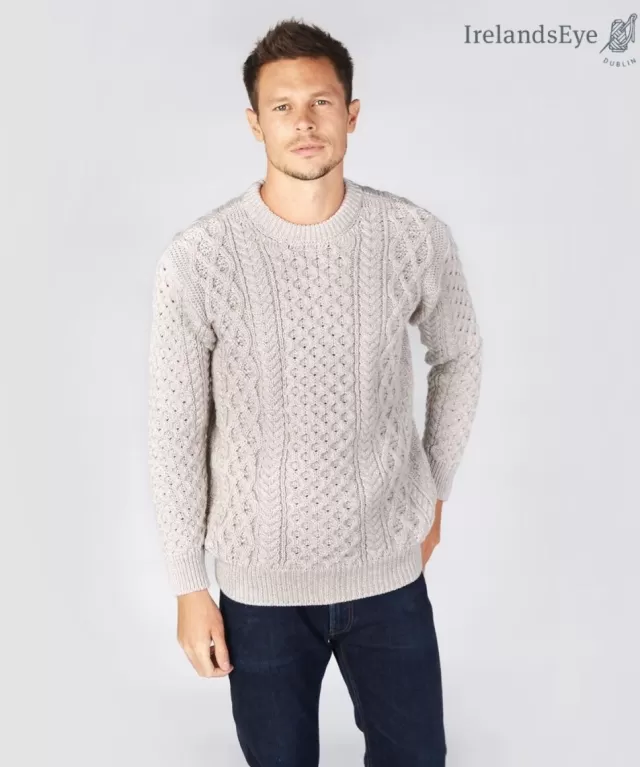 Sweater Shop Unisex Heavyweight Aran Sweater - Silver Marl