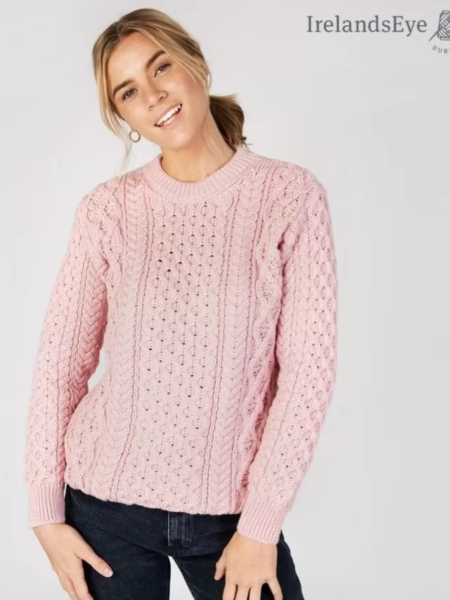 Women Sweater Shop Unisex Heavyweight Aran Sweater Pink