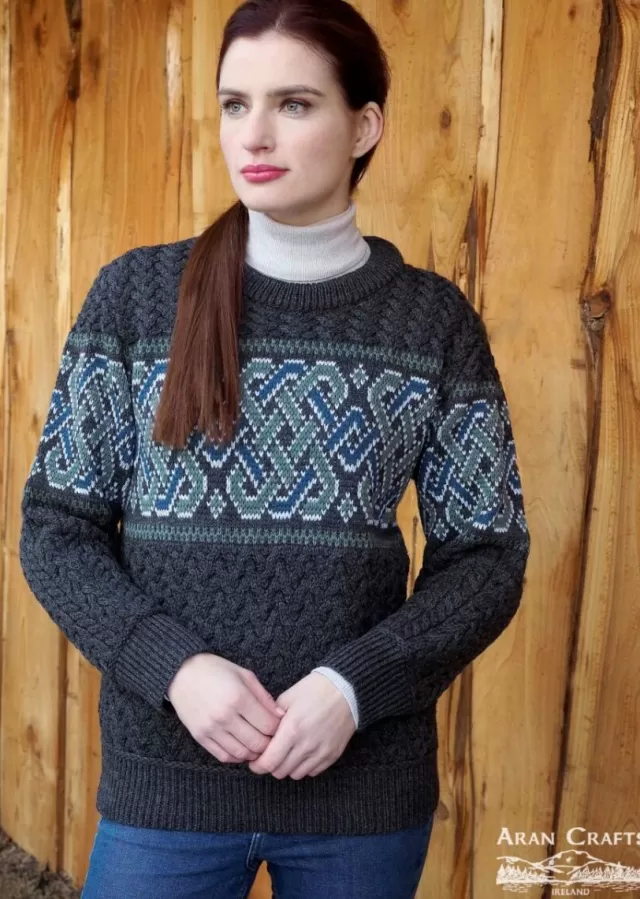 Women Sweater Shop Unisex Jacquard Sweater Charcoal