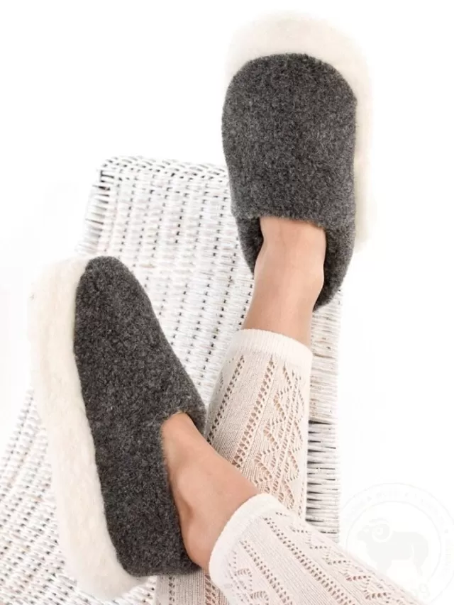 Sweater Shop Unisex Merino Wool Slippers Charcoal