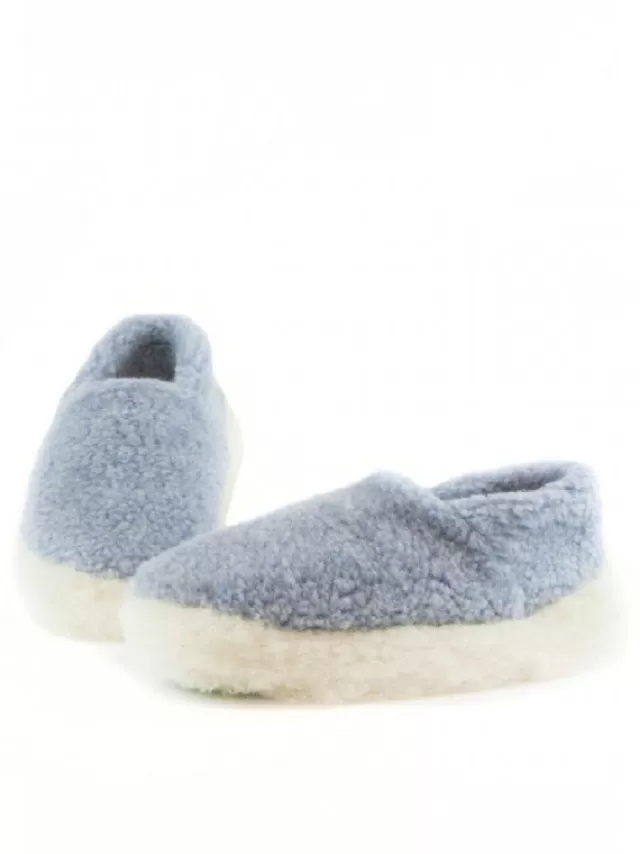 Sweater Shop Unisex Merino Wool Slippers Light Blue