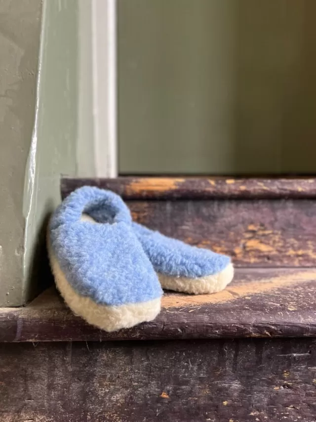 Sweater Shop Unisex Merino Wool Slippers Light Blue