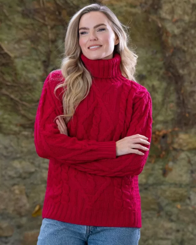 Women Sweater Shop Womens Turtleneck Sweater Merino Wool Red