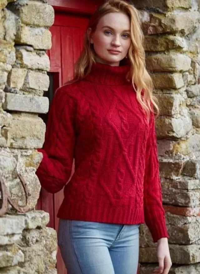 Women Sweater Shop Womens Turtleneck Sweater Merino Wool Red