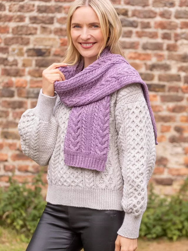 Women Sweater Shop Wool and Cashmere Aran Scarf Lavender