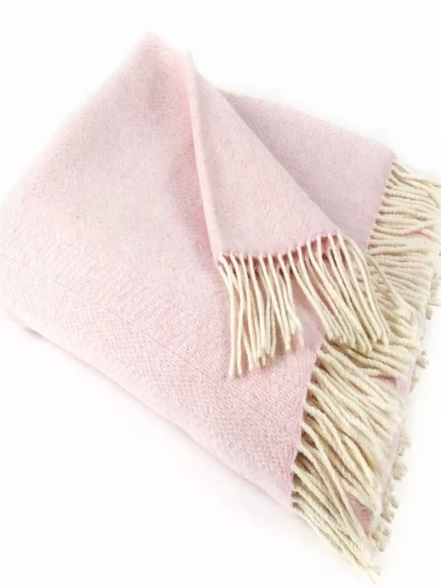 Sweater Shop Wool and Cashmere Baby Pink Throw Col: 1430