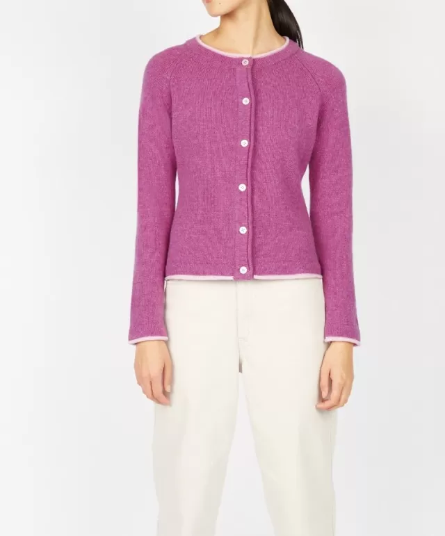 Women Sweater Shop Wool and Cashmere Cardigan Pink Berry