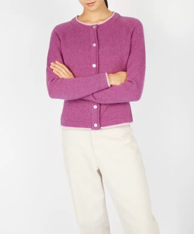 Women Sweater Shop Wool and Cashmere Cardigan Pink Berry