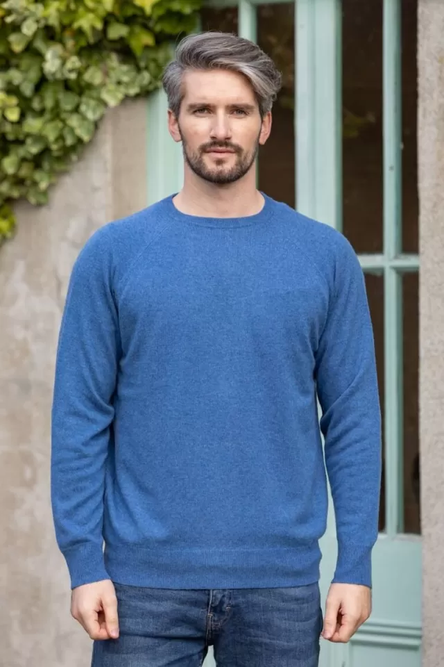 Sweater Shop Wool and Cashmere Crew Neck Denim