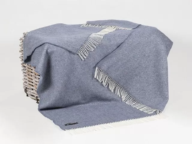 Sweater Shop Wool and Cashmere Dusty Blue Herringbone Col:1476