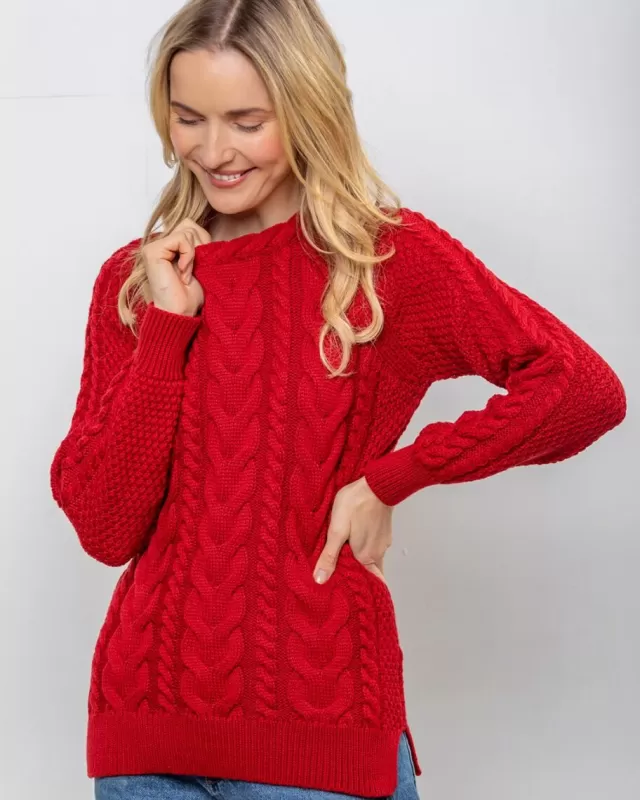 Women Sweater Shop Wool and Cashmere Fitted Sweater - Red