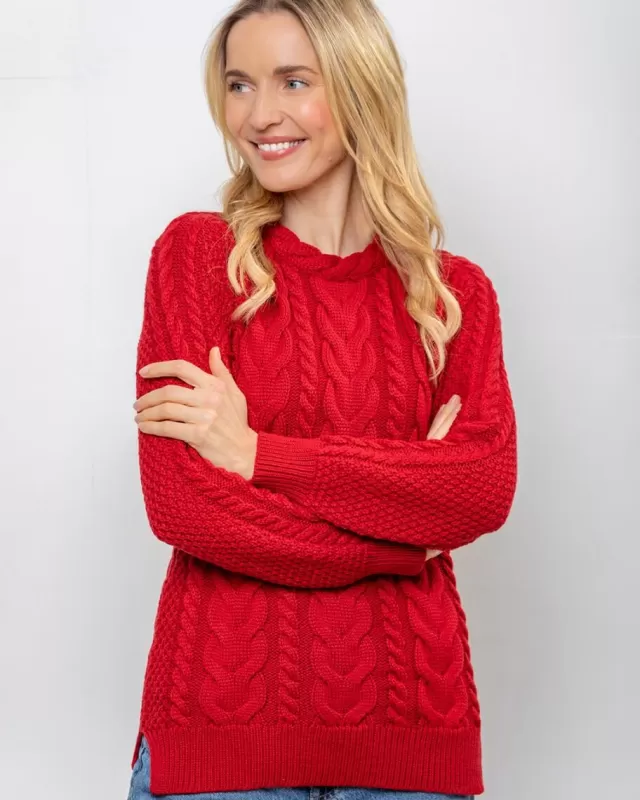 Women Sweater Shop Wool and Cashmere Fitted Sweater - Red