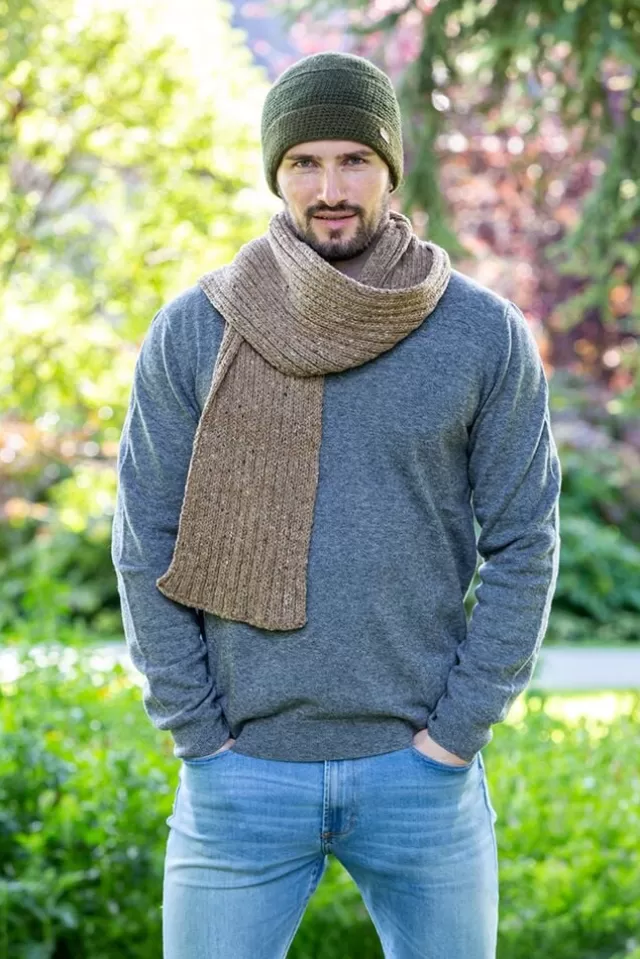 Sweater Shop Wool and Cashmere Luxe Ribbed Scarf - Ground