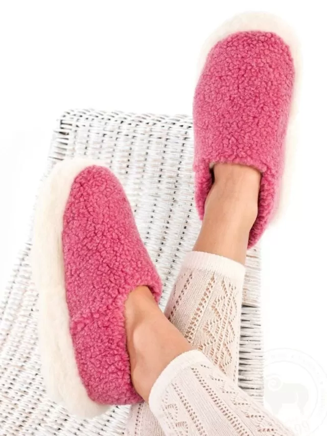 Sweater Shop Wool Slippers Pink